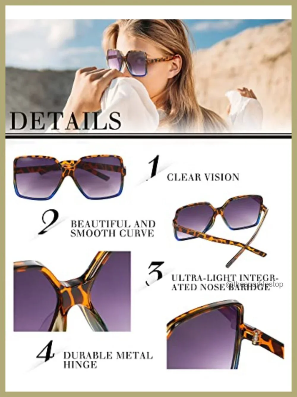 12 Pairs Oversized Square Sunglasses for Women Polycarbonate Lenses